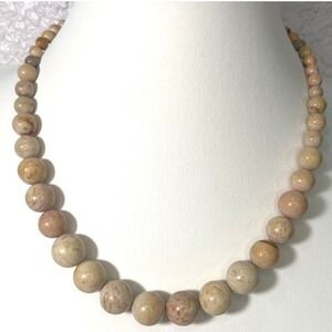DTR Jay King Jasper Bead Necklace Natural Tan Brown Stone Graduated 61g Vtg Boho
